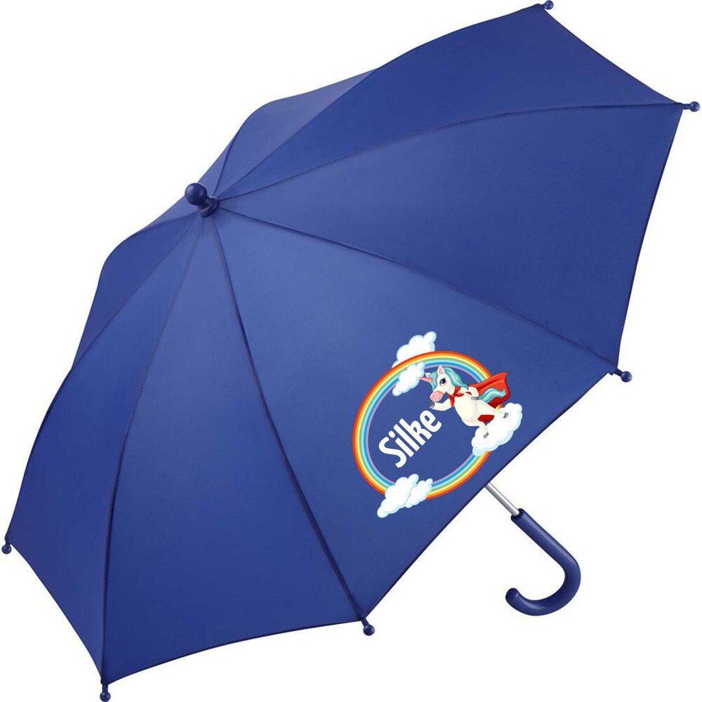 Magischer Einhorn-Regenschirm f&uuml;r Kinder mit Namensstickerei und Wolken-Design
