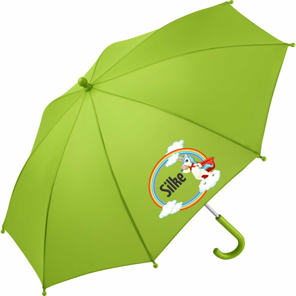 inhorn-Kinderparaplu mit Wunschname &ndash; Motiv: Regenbogen &amp; wei&szlig;e Wolken