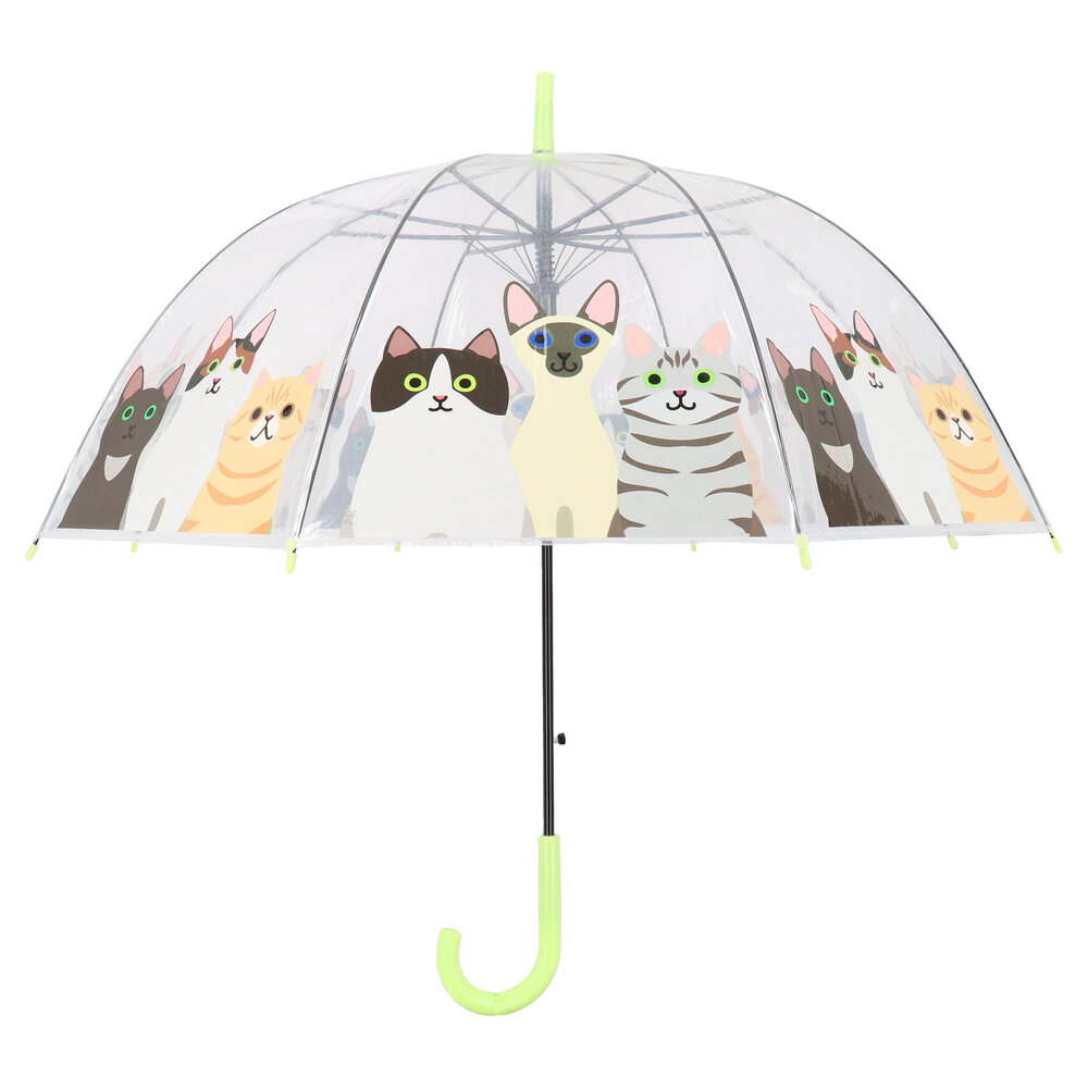 Transparenter Regenschirm mit Katzen
