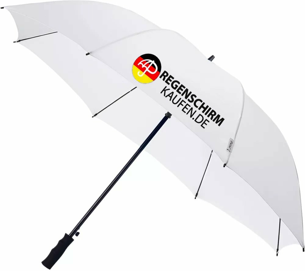 Regenschirm bedrucken mit Logo &ndash; Falcone GP-58 in Wei&szlig;, &Oslash; 120 cm