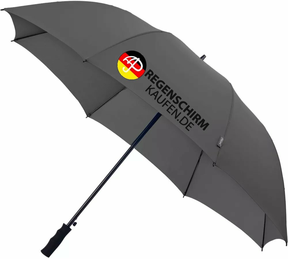Grauer Regenschirm mit Logodruck &ndash; Falcone GP-58, &Oslash; 120 cm