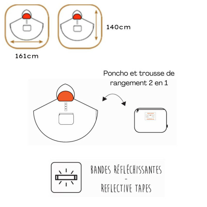 Luxes Regenponcho Marini&egrave;re dunkelblau &amp; wei&szlig; unisex- Smati