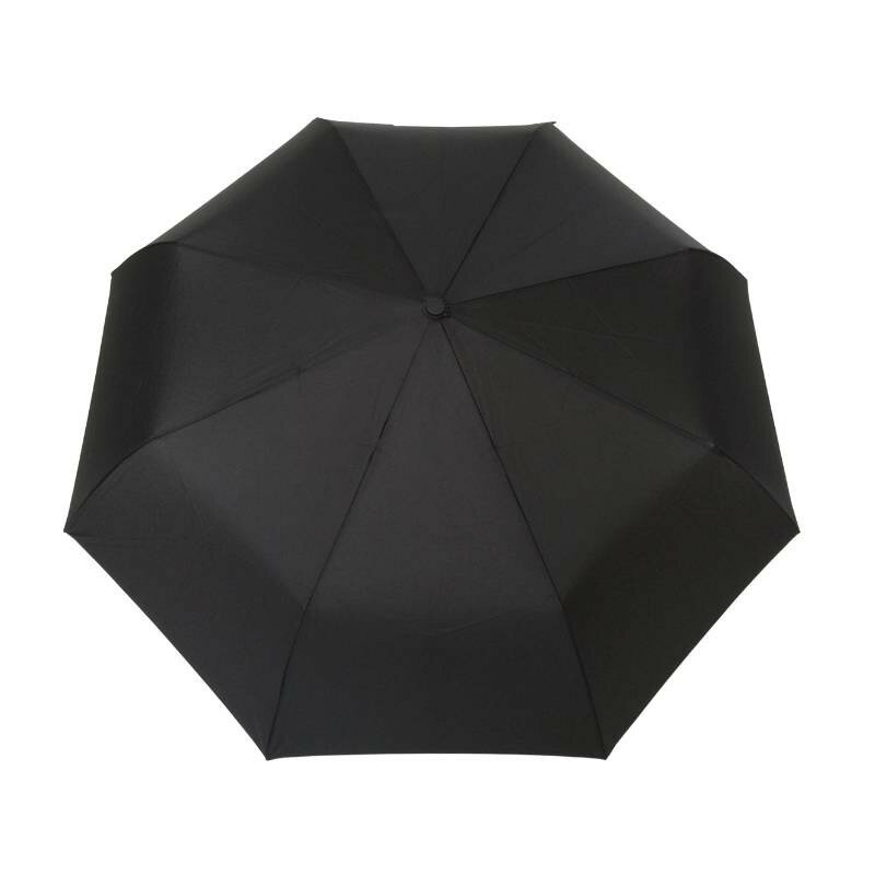 Luxus Herren Taschenschirm Schwarz &ndash; Automatik, Holzoptik-Griff, recyceltes PET