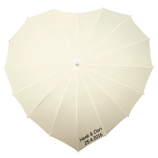 Hochzeitsschirme Herz Bedrucken Cremefarbig