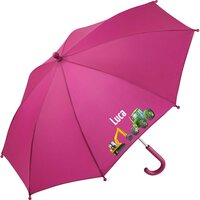 personalisierte kinderschirm mit name und Traktor /Bagger