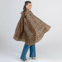 SMATI Luxus Regenponcho Damen Leopard Camel Schwarz