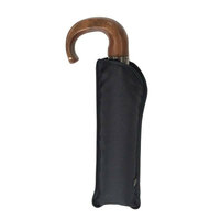 Eleganter schwarzer Herren-Taschenschirm mit Holzoptik-Griff