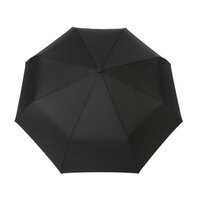 Luxus Herren Taschenschirm Schwarz &ndash; Automatik, Holzoptik-Griff, recyceltes PET
