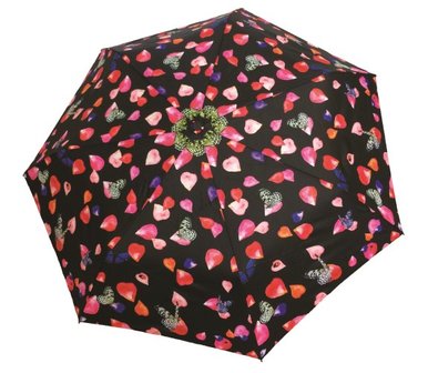 Taschenregenschirm bunt schwarz