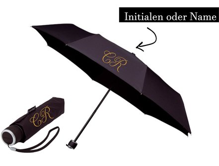  Bedruckter Regenschirm mit Initialen oder Name (Taschenregenschirm)