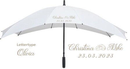 Regenschirm DUO Hochzeit Ringe mit eigenen Namen und datum. (Staffelpreise)