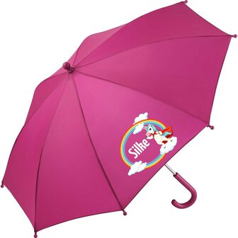 Kinder-Regenschirm &bdquo;Einhornzauber&ldquo; mit Namensaufdruck &ndash; Regenbogen &amp; Wolken