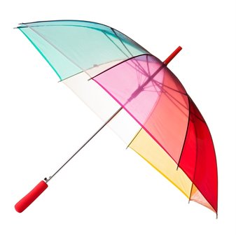 Durchsichtiger Regenbogen Golfschirm - Rot