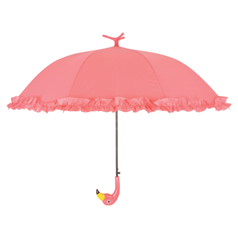 Regenschirm Flamingo mit Rüschen