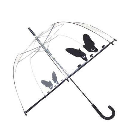 durchsichtiger Regenschirm Hund