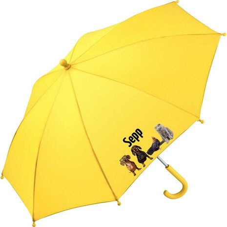 Kinderregenschirm mit Namen und lustigen Tieren mit Sonnenbrille und & Spaß-Motiven       
