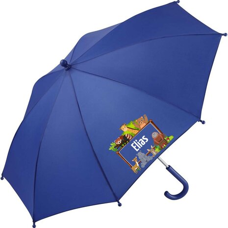 Regenschirm für Kinder mit Namen und süßen Waldtieren   