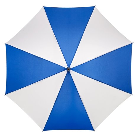 Werberegenschirm Blau Weiß