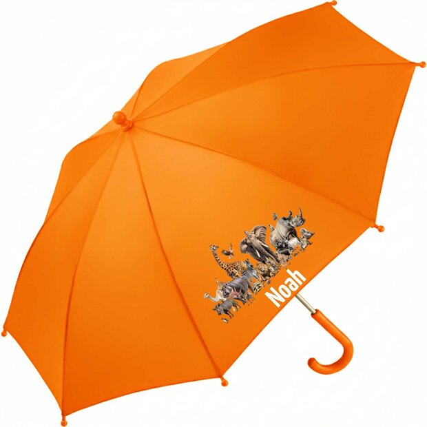 Kinderregenschirm mit Namen und Dschungeltieren  