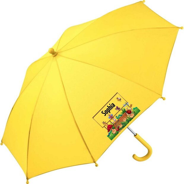 Kinderregenschirm mit Namen und Schmetterling/Marienk&auml;fer         