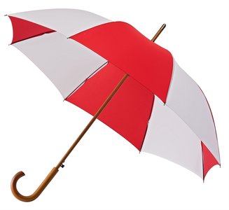 Golfregenschirm Rot Weiss Holzgriff